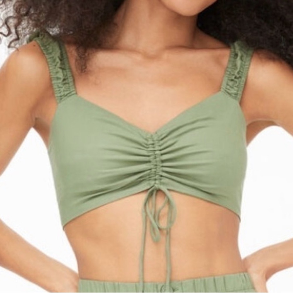 Aeropostale - Cinched V-Neck Cropped Tank Top Green